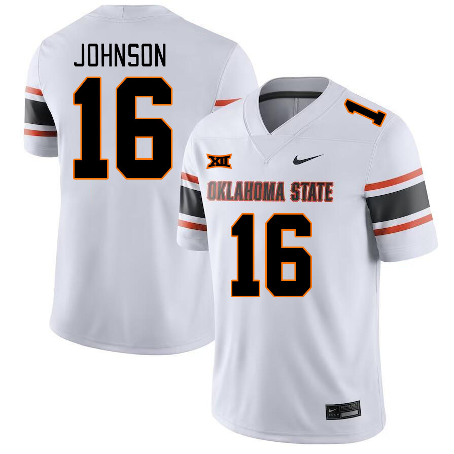 Oklahoma State Cowboys #16 Josiah Johnson College Football Jerseys Stitched Sale-White